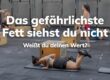 Gruppentraining bei BRIZZLY in Villach, Text im Bild: Das gefährlichste Fett siehst du nicht